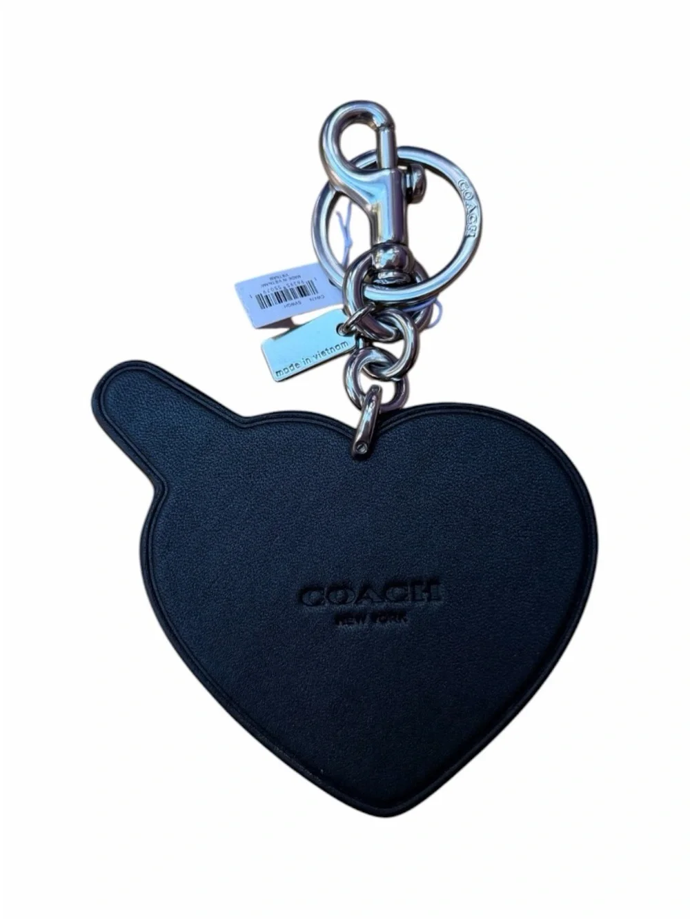 Coach Smooth Leather Heart Bolt Bag Charm In Purple With Black & Yellow NWT